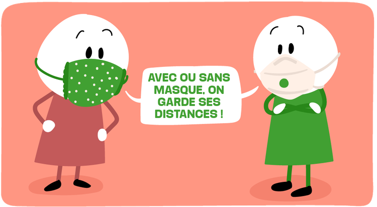 Je respecte la distance d'un mètre avec les autres.